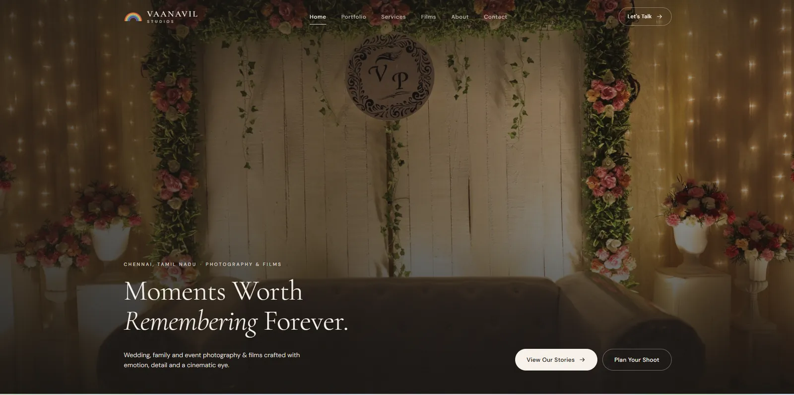 Vaanavil Studios website preview